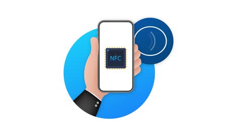 mobile payment. tap to pay. nfc smart phone concept flat icon. near field communication. motion graphics.