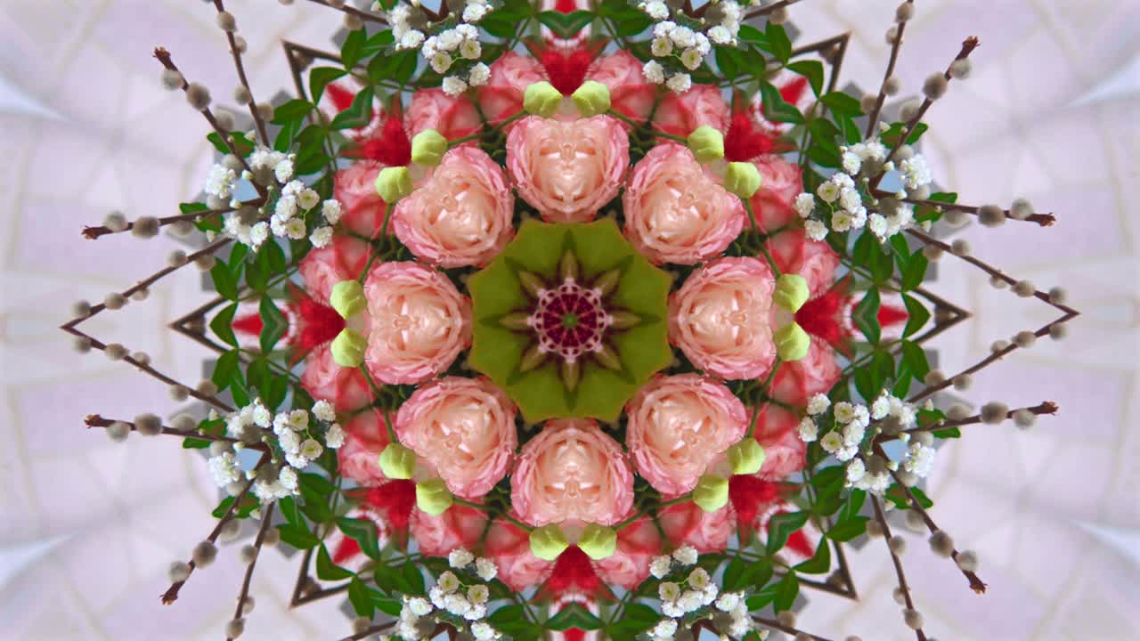 patrón floral, caleidoscopio abstracto, video para la meditación y el yoga, fondo creativo multicolor