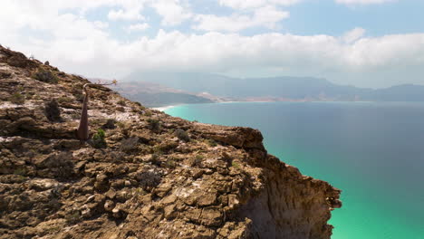 idyllic scenery of shoab beach in socotra island, yemen - drone shot