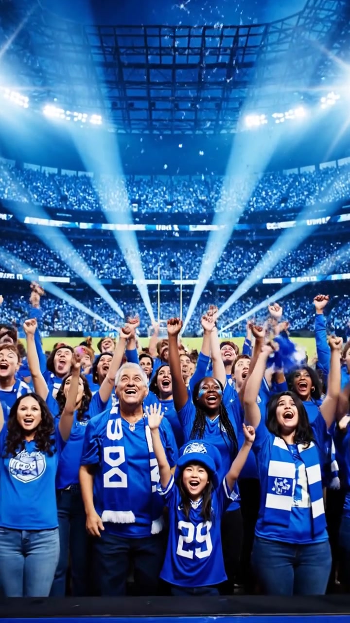 Aficionados diversos animando y celebrando en un estadio deportivo de campeonato