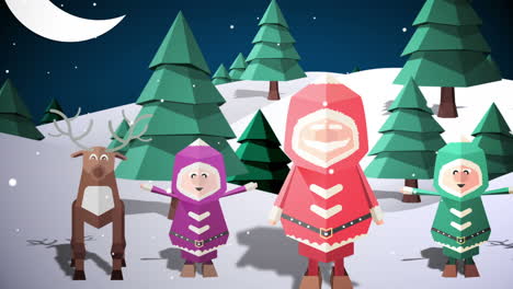 cute christmas characters with greeting