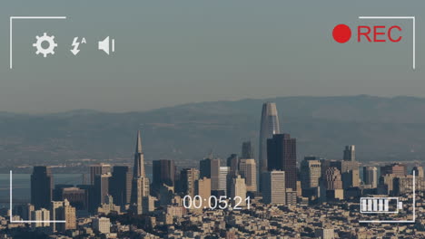 animación de la vista a través de una cámara con edificios en el fondo