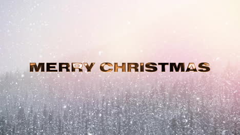 Animation-of-merry-christmas-text-over-snow-falling-in-christmas-winter-scenery-background