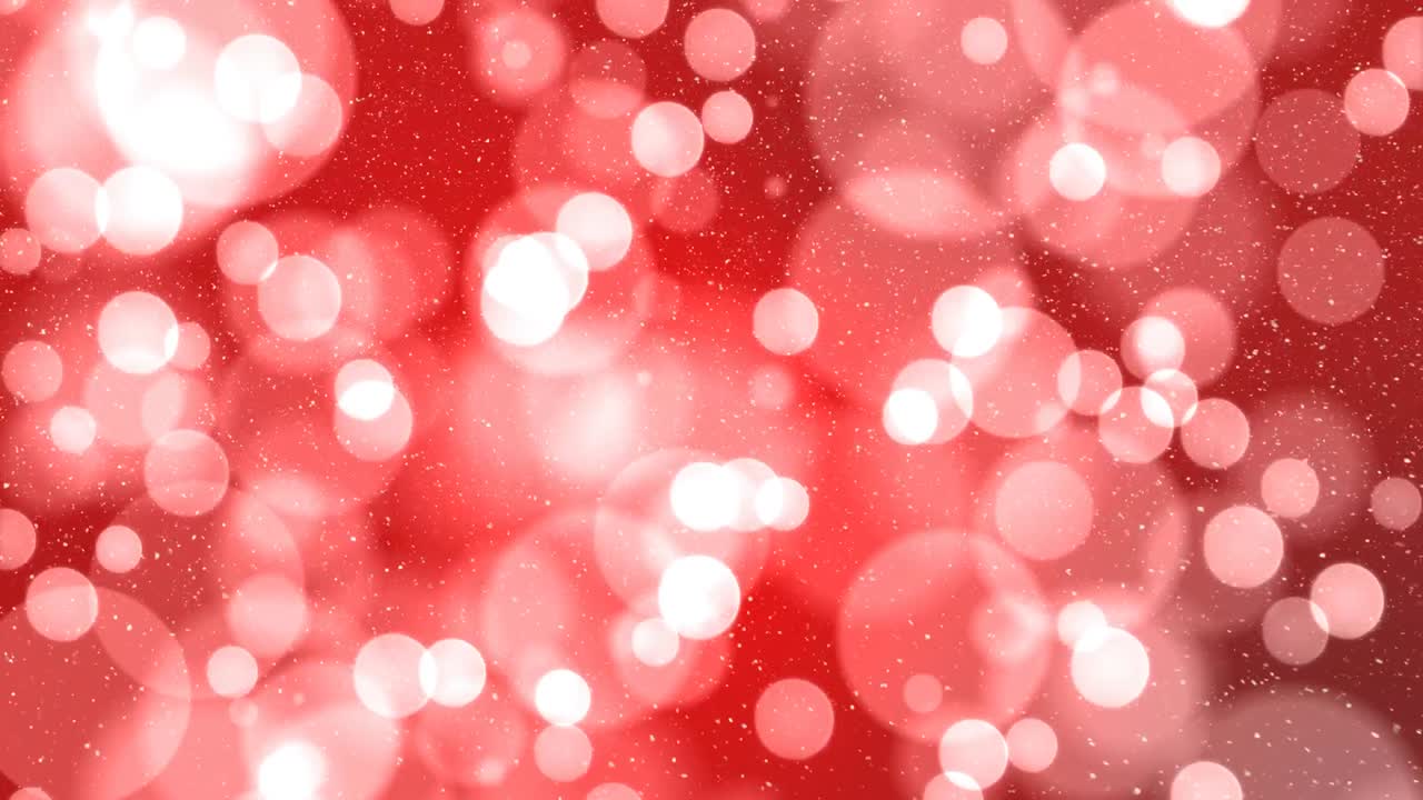 nieve cayendo con círculos de navidad de luz bokeh