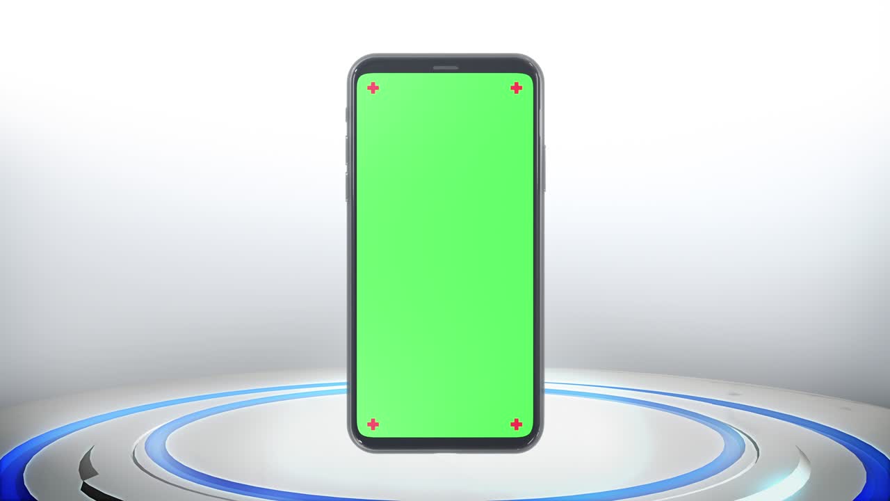 teléfono móvil pantalla verde encendiendo fondo de tecnología de ciencia ficción