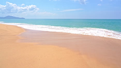 beautiful shot of waves crashing on golden beach