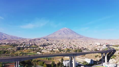 arequipa highway and volcano drone