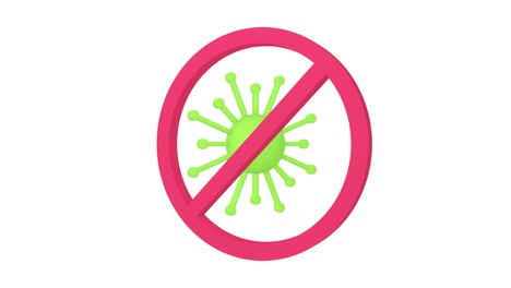 virus restrains prohibition sign 3d animation. alpha channel