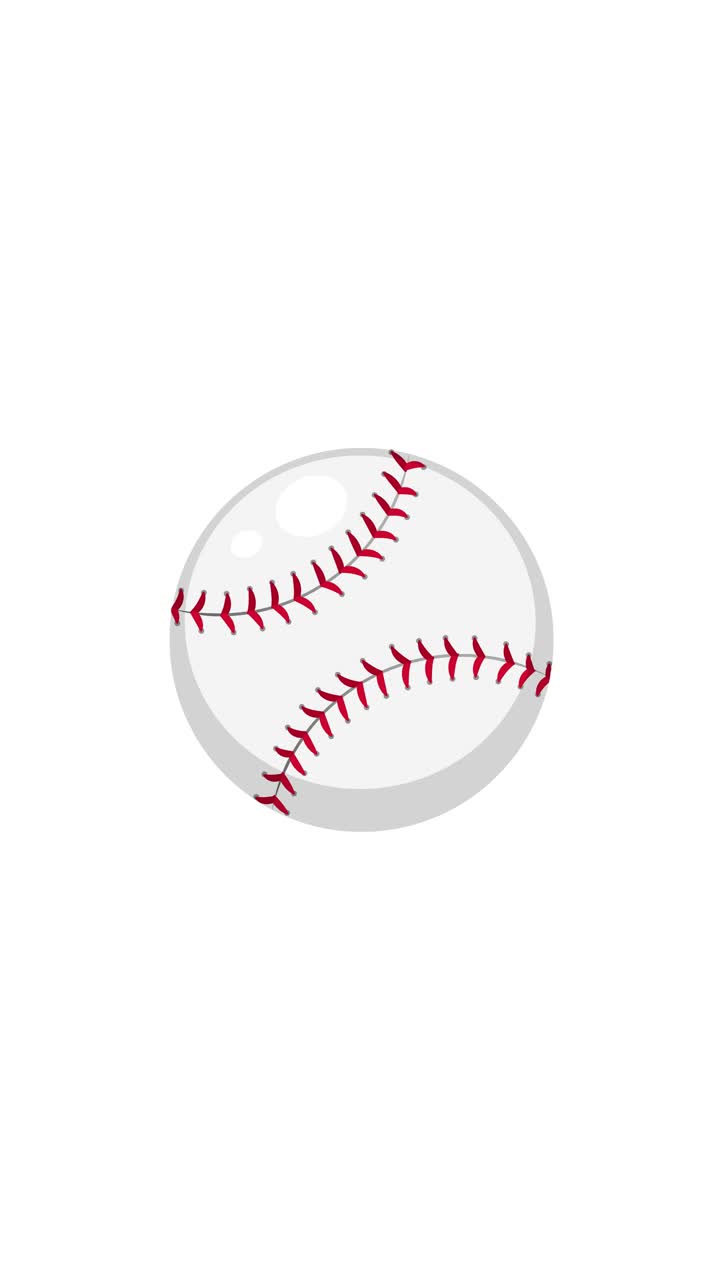 Una palla da baseball ruota e si ingrandisce prima di frantumarsi drammaticamente in frammenti, passando attraverso sfondi neri, bianchi e verdi in un'animazione fluida e ad alto contrasto.