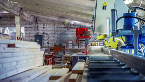 cutting 2x4 timber planks in a workshop for a construction project - time lapse