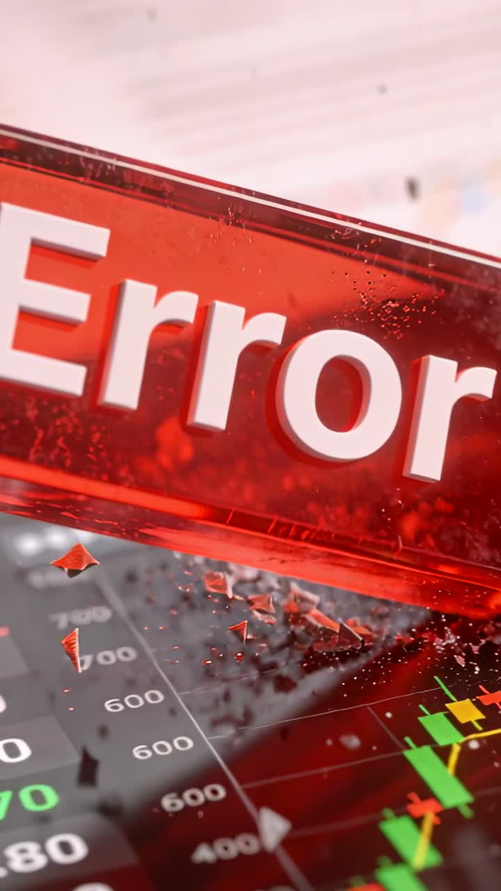 Vertical video: Sliding red Error banner crossing chart, flagging error and shattering glass