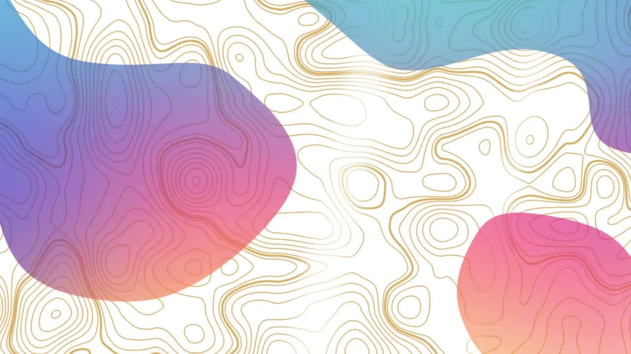 백색 배경 위에 다채로운 추상적인 패턴과 원형 패턴의 애니메이션