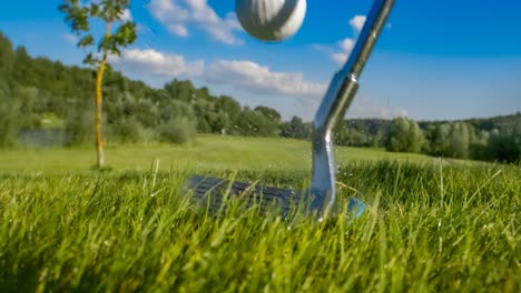 golf course with tee in the grass