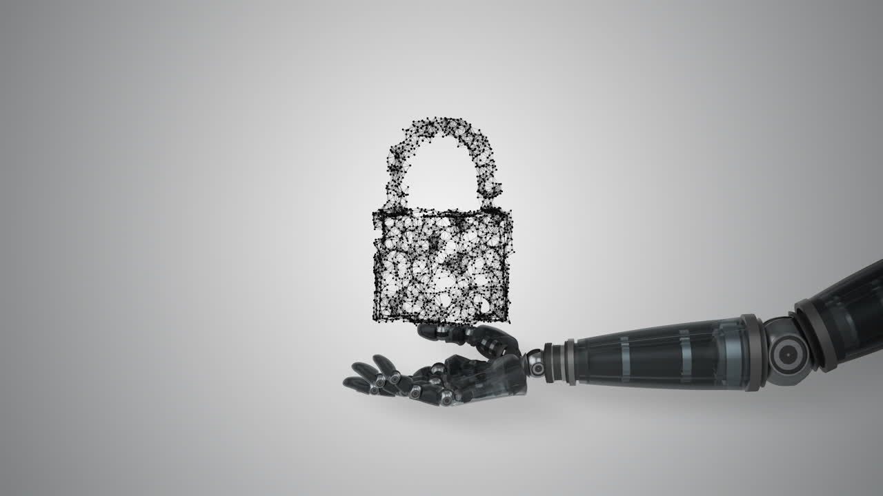mano robótica que presenta la seguridad de datos en la nube digital