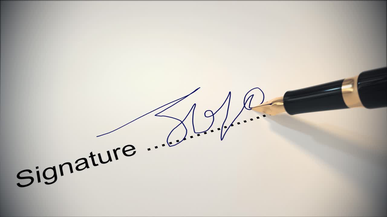 firma de la pluma firma del contrato fuente escritura a mano papeleo 4k