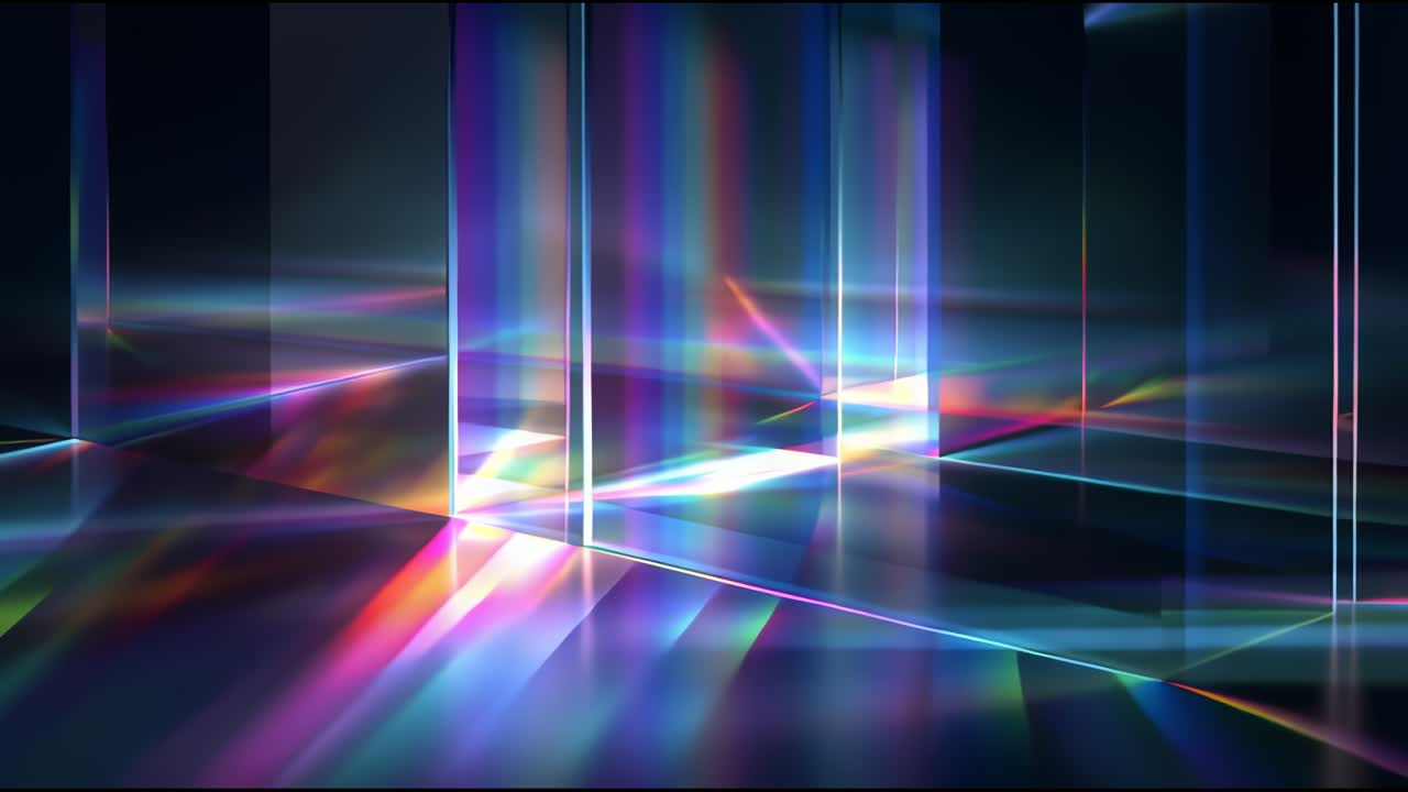 Dynamic light refraction and color patterns in abstract artistic composition designs