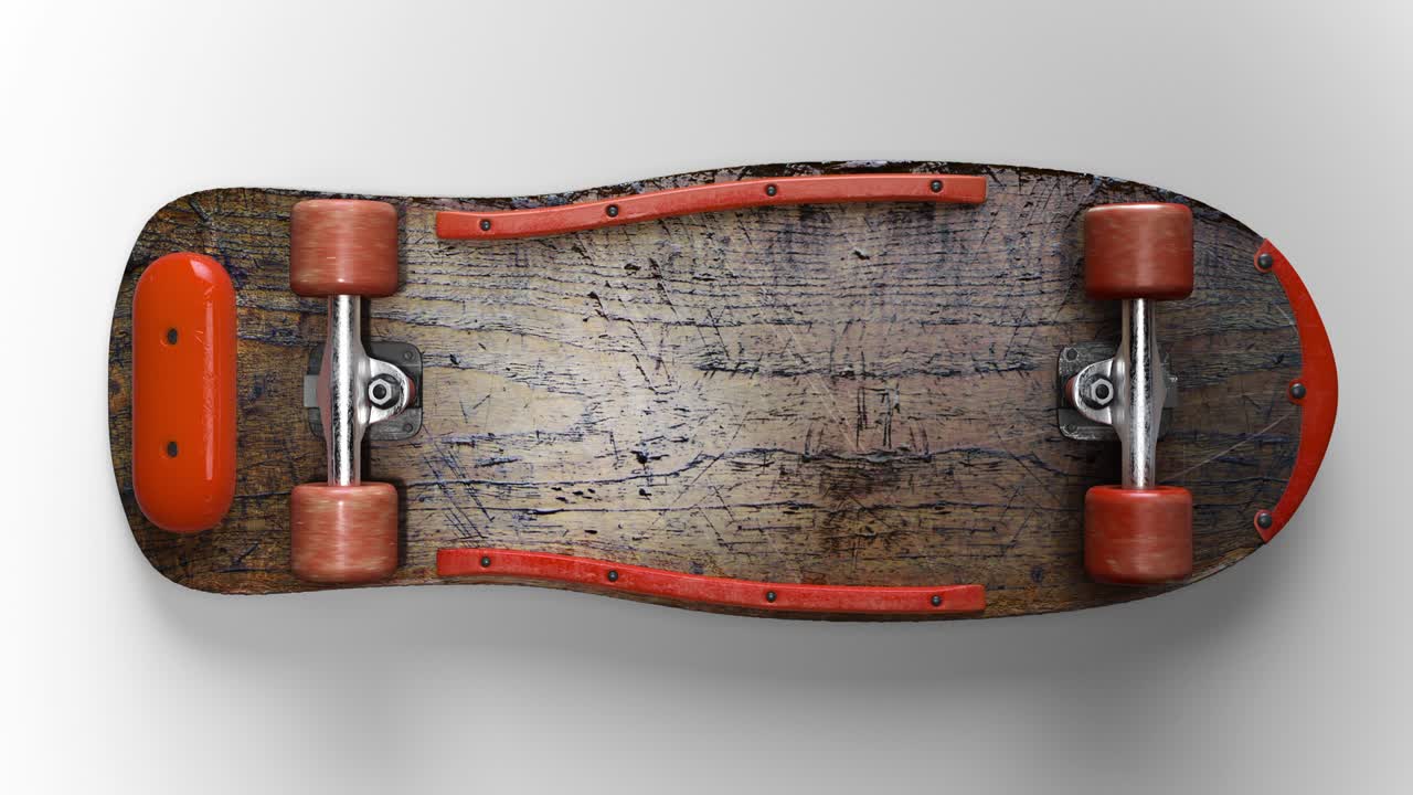 renderización 3d de alta resolución de la vieja escuela vintage de los años 80 o 90 patineta en blanco con máscara de luma para aislar el fondo o el diseño de la junta