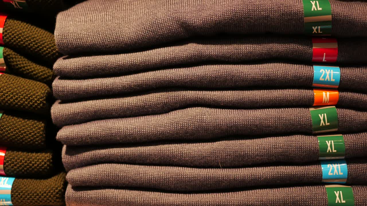 pila de suéteres grises plegados en varios tamaños