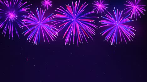 colorful fireworks on a dark blue background. bright fireworks in the night sky with stars. beautiful festive sky for bright design. animated background, seamless loop
