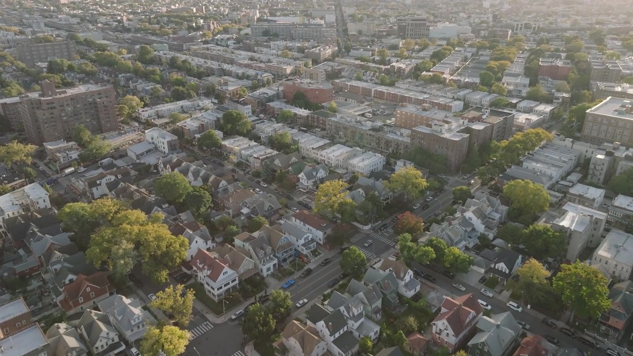 Veduta aerea di Brooklyn. Ripresa a Windsor Terrace vicino a Prospect Park.