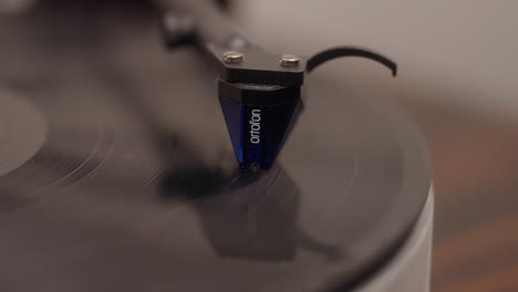 the needle of a record beginning to play on vinyl