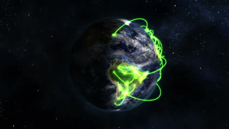 shaded earth with green connections in movement with moving clouds with earth image courtesy of nasa