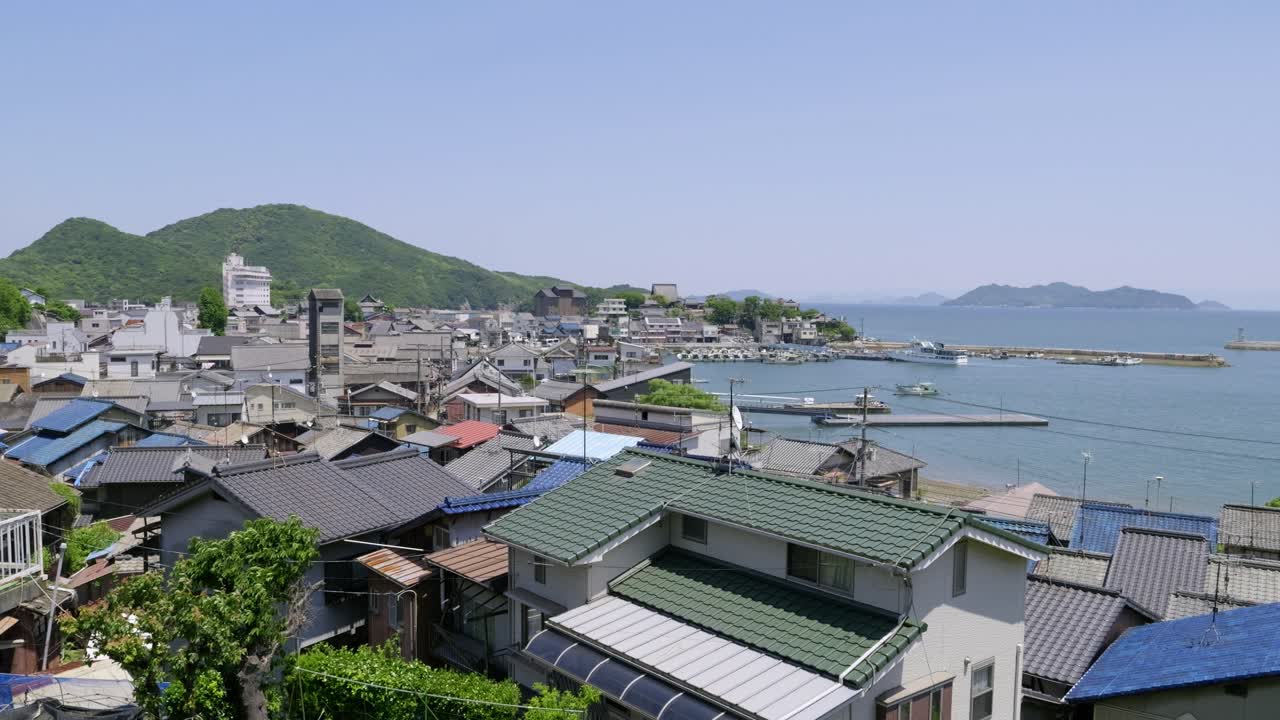 Beautiful panorama over Tomonoura by the sea town in Japan