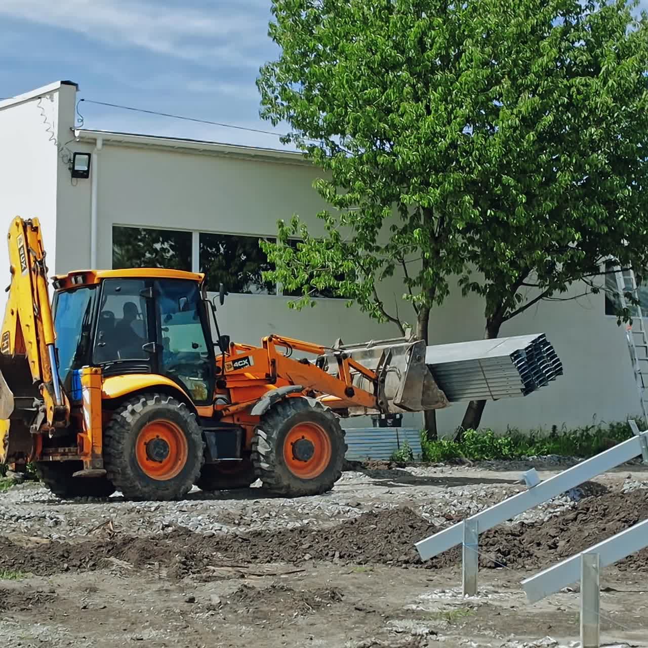 Tractor at construction site