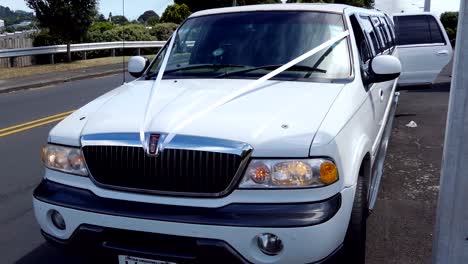 shot of white wedding car or limo