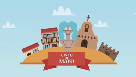 celebración de cinco de mayo con escena del pueblo