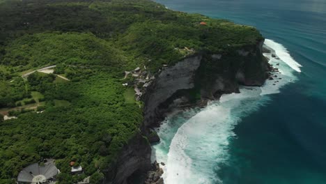 drone view of the famous cliffs in uluwatu