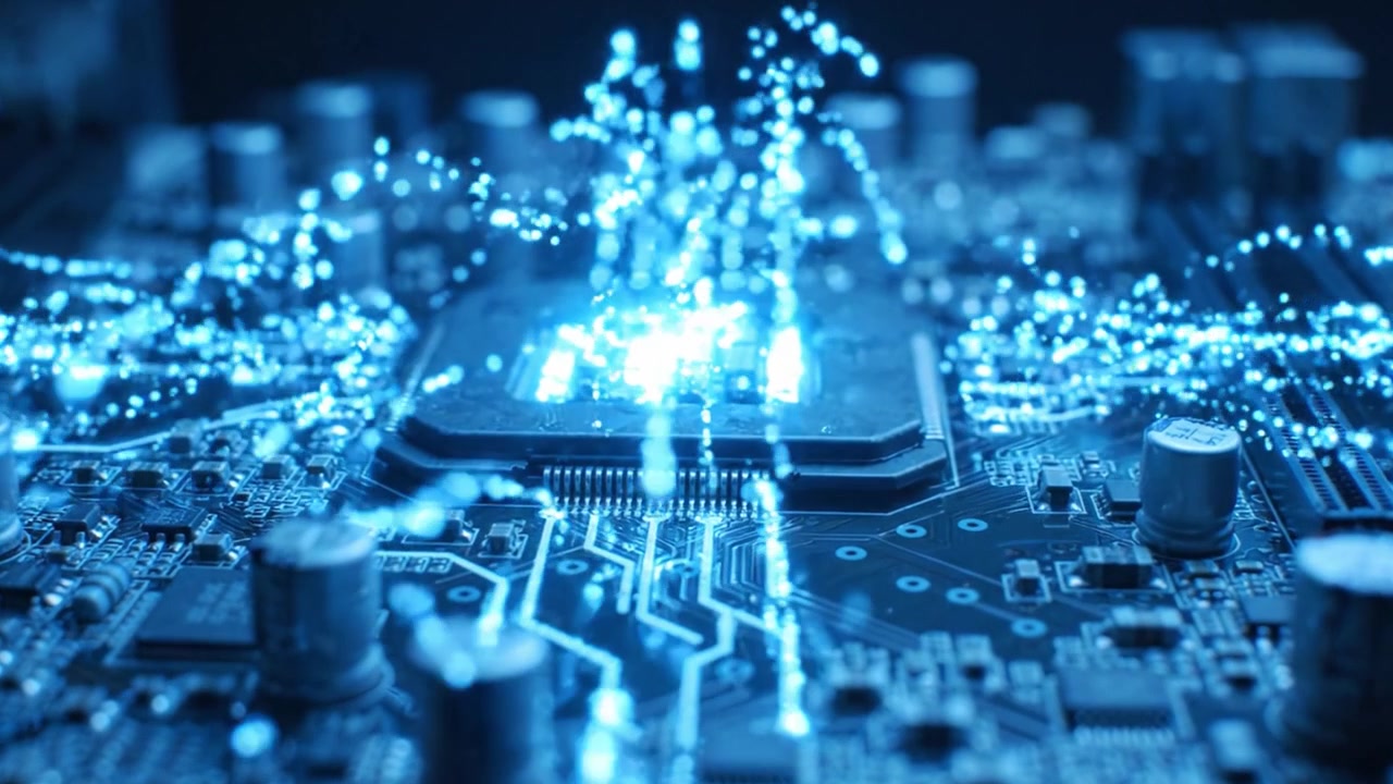 Exploring the Evolution of Circuitry: A Close-Up View of an Advanced Microprocessor on a Circuit Board Showcasing Dynamic Electronic Connectivity