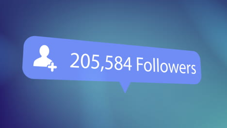 329.020 seguidores texto en voz azul animación de burbuja sobre fondo borroso