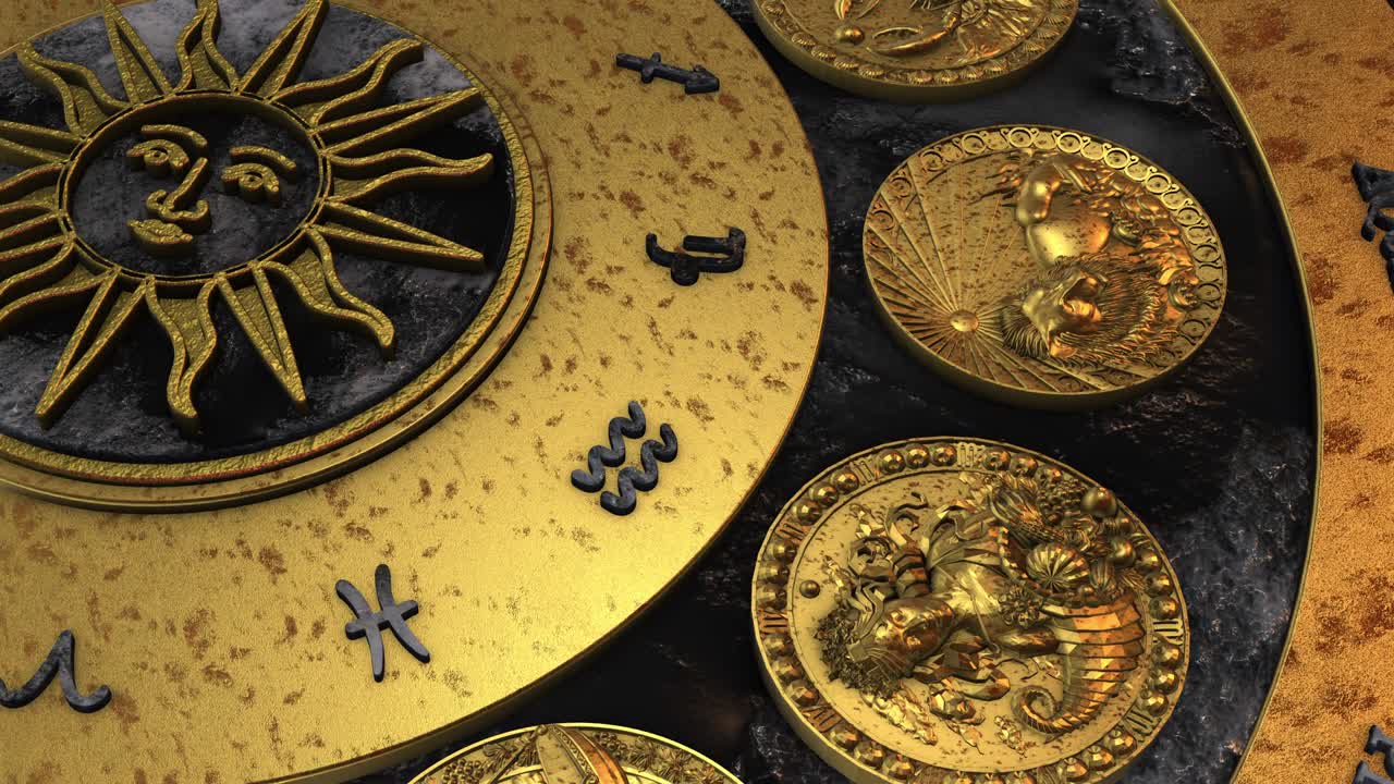 la rotación de la rueda del zodiaco dorado - escorpio