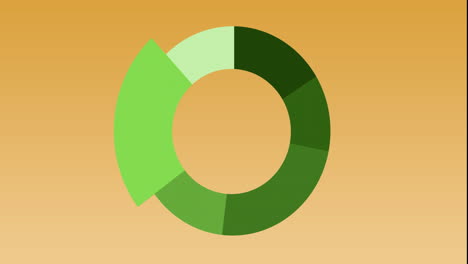 animación de las estadísticas del gráfico circular y el procesamiento de datos digitales sobre un fondo naranja