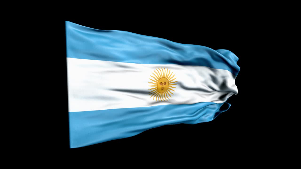 Realistic Argentina flag is waving 3D animation. National flag of Argentina. 4K Argentina flag seamless loop animation.