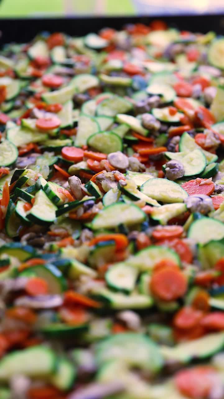 Colorful vegetables sizzle on grill, delicious outdoor cooking scene