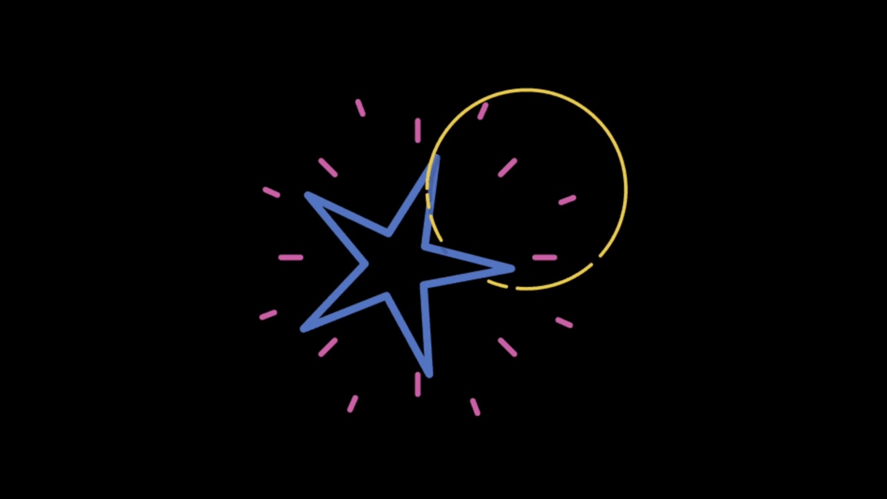 Animation colorful geometric shape isolate on black background.