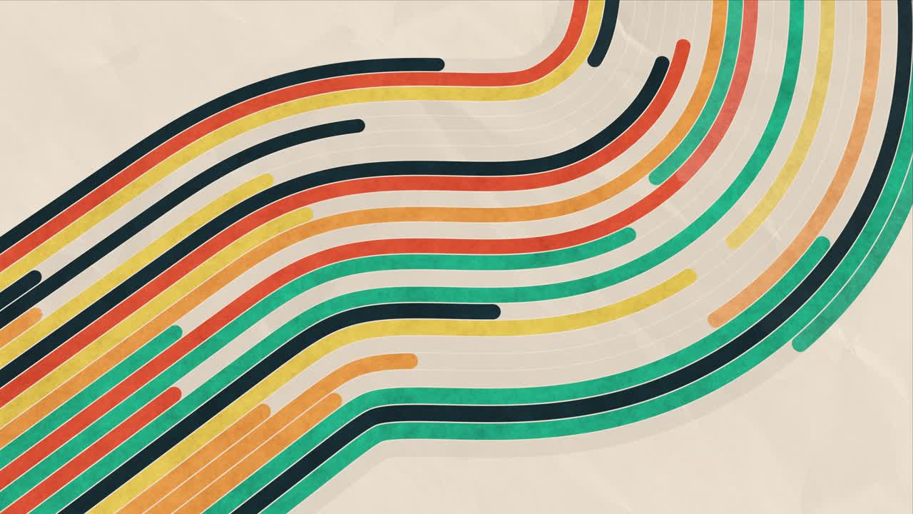 Seamless Loop of Moving Colorful Retro Lines Pattern