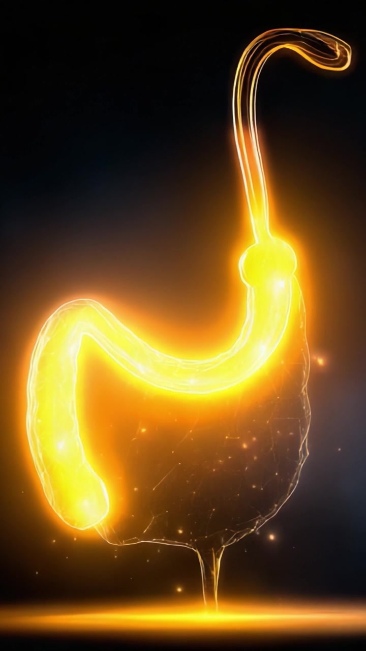 Illuminated Gastric Anatomy: A Visual Exploration of the Stomach's Structure and Function in a Futuristic, Digital Art Style