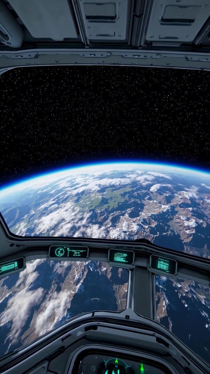 Vista de la Tierra desde la ventana de la cabina de una nave espacial