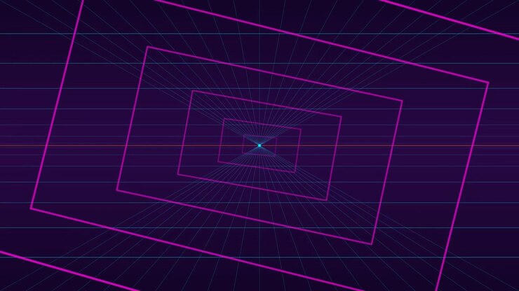 Retro Synthwave Style Tunnel Animation with Glowing Purple Lines
