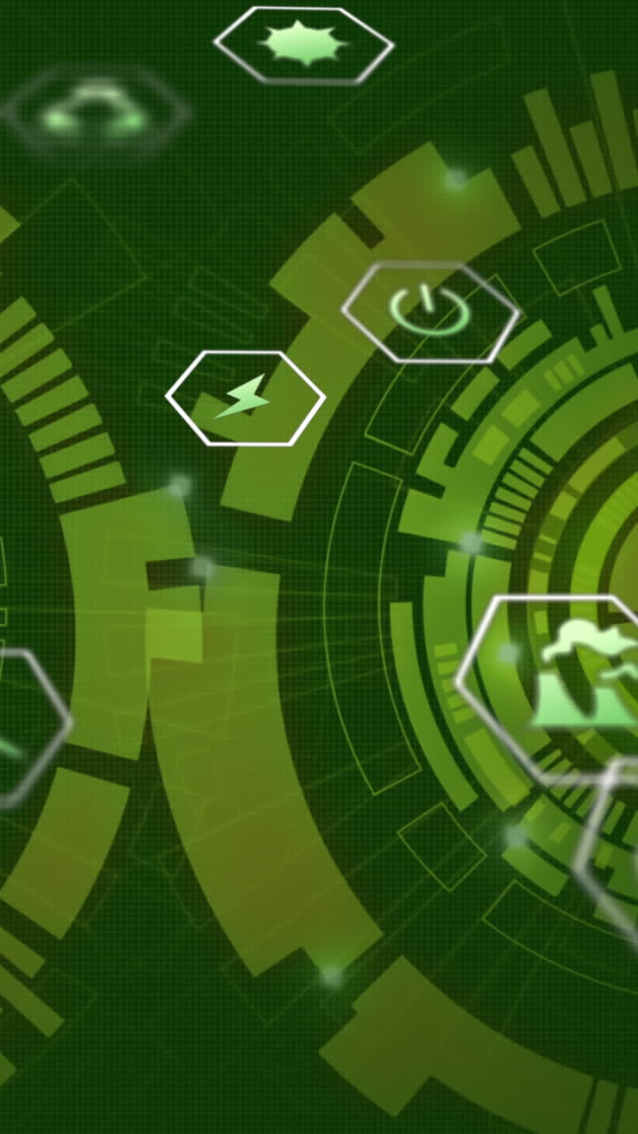 animación de iconos digitales sobre el giro del alcance