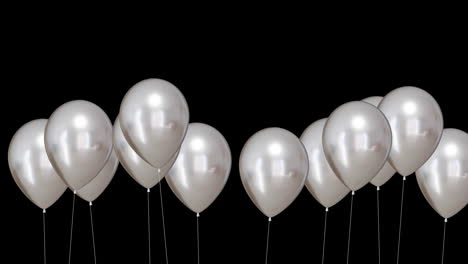 animation of silver balloons on black background