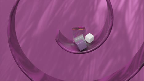rendering 3d abstracto de cubos en una espiral púrpura