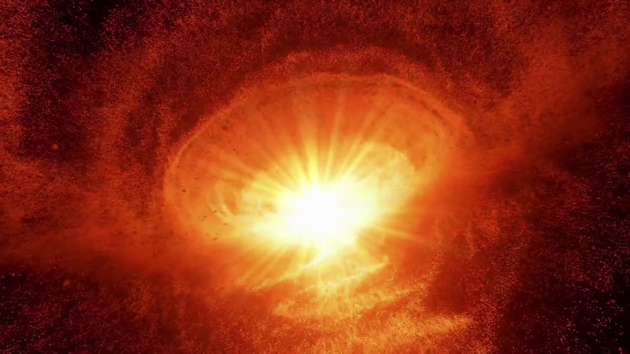 Animation depicting a powerful cosmic explosion.