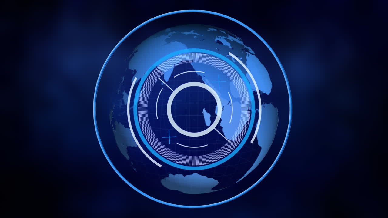 animación de escaneo de alcance y procesamiento de datos en todo el mundo