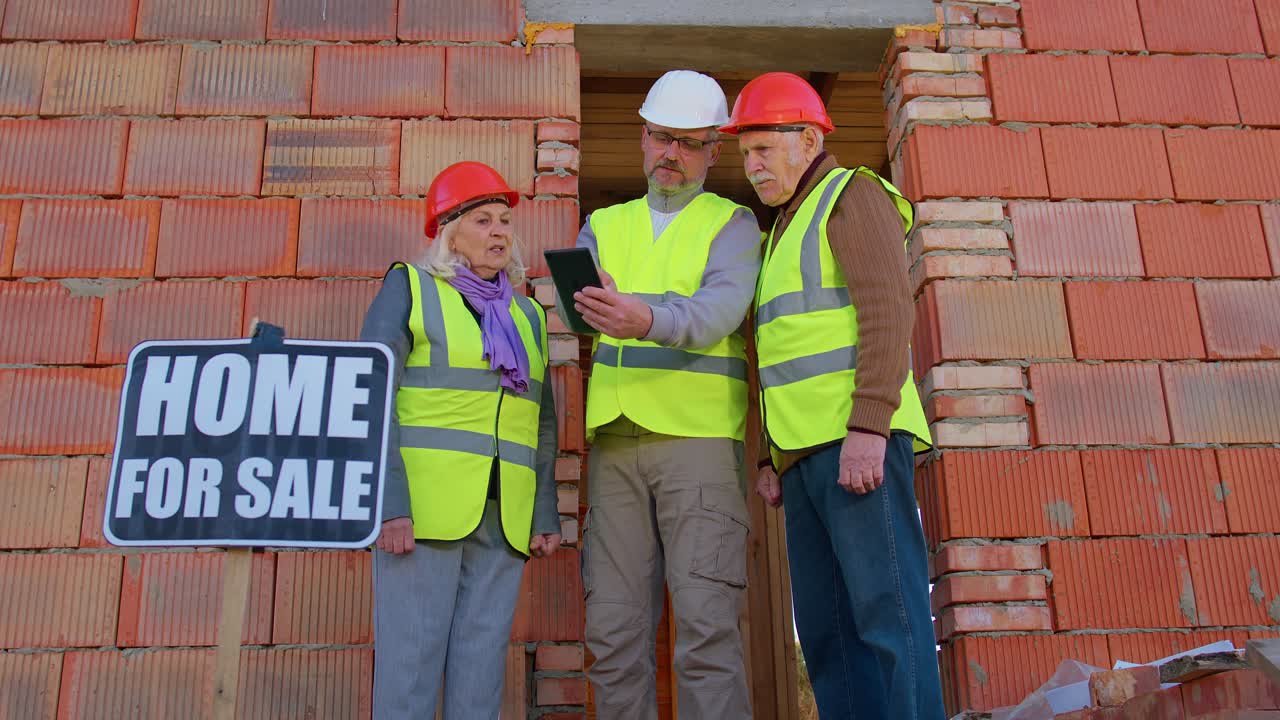 reunión familiar de los abuelos mayores agente de bienes raíces arquitecto, gerente financiero compra de casa