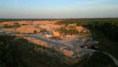 countryside forest location, industrial plant, wide aerial view