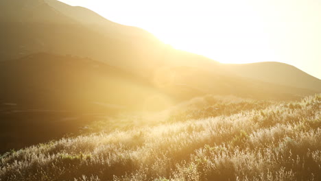 sunset over the valley fields